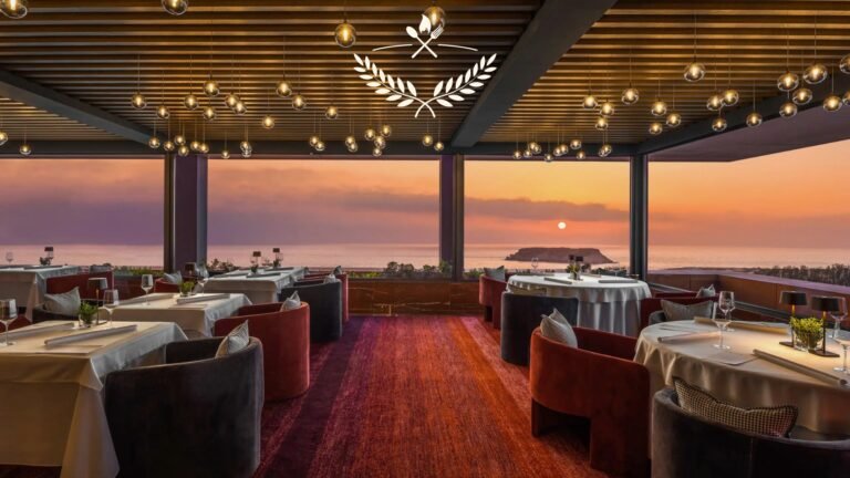 Elegant fine dining restaurant in Cyprus with sea view, candlelit tables, and gourmet dishes – Restaurants Cyprus guide